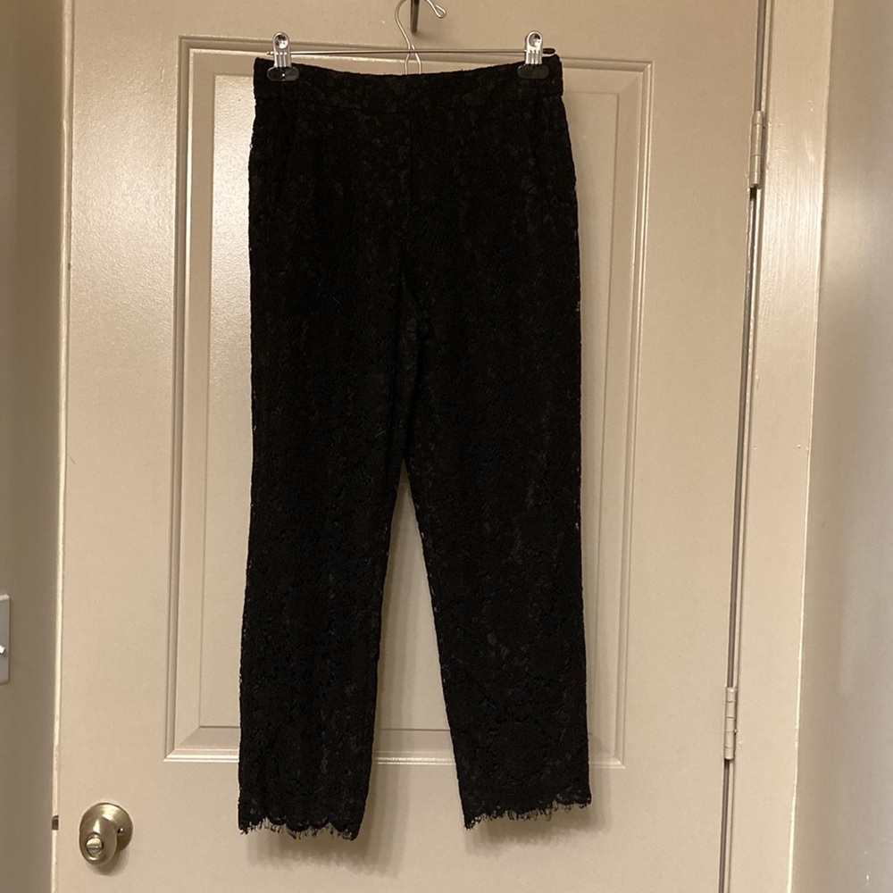 J Crew black lace fully lined pants, size 2